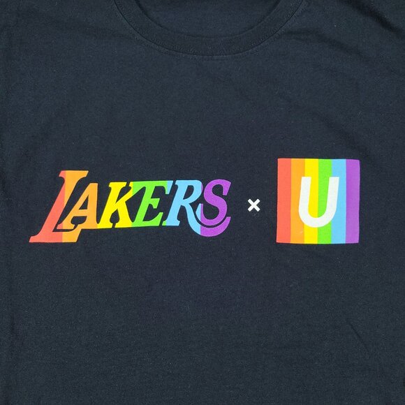 Los Angeles Lakers Shirt Men Large Black Pride NBA Basketball Short Sleeve Adult - Picture 2 of 13